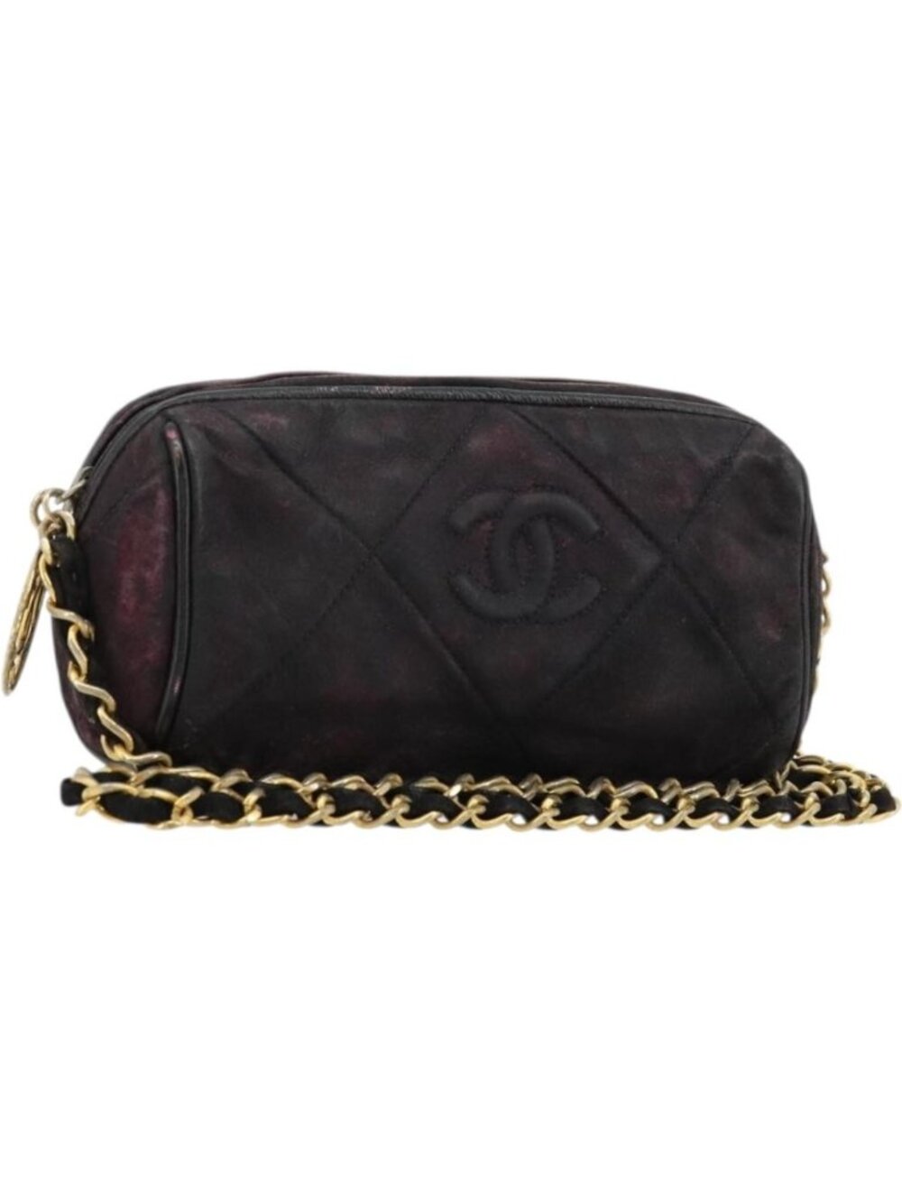 CHANEL Chain Shoulder Bag Suede Purple CC